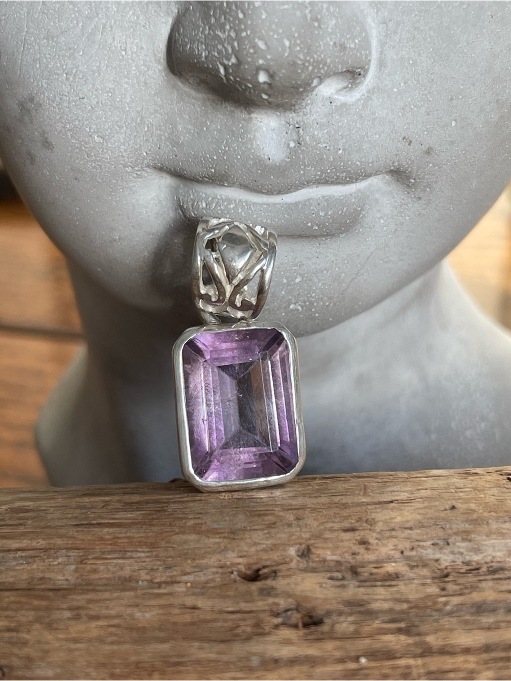 Sterling Silver Amethyst Pendant in Purple